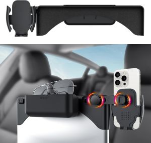Premium Tesla Phone Mount & Holder for Model Y (-2024) & Model 3 (2018-2023)Snap-On Screen Clip with Scratch-Free Felt Base Solid Alloy Arm