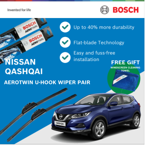Bosch Aerotwin U-Hook Car Wiper Pair Set for Nissan Qashqai (26"/17")