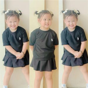 Kids Girls Plain Terno Set with Skirt | Soft Ribbed Cotton Co-Ord Outfit | Casual Pambahay & Pang Gala Dress