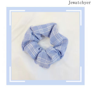Dây Buộc Tóc Cột Tóc Vải Scrunchies Caro Cao Cấp ( Tone Xanh Biển ) - BEYOU