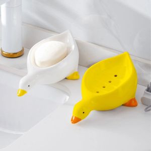Duck Shape Soap Box Cartoon Drainable Soap Holder Creative Water-free Storage Box Soap Container Bathroom Kitchen Accessories