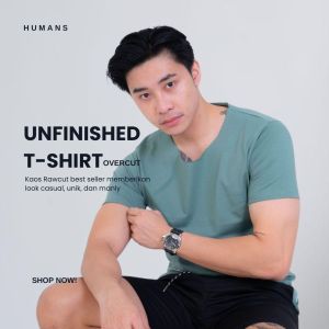 HUMANS KAOS POLOS UNFINISHED T SHIRT LENGAN PENDEK PRIA WANITA MINERAL GREEN