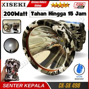 Headlamp / Senter Kepala Led Super Terang kiseki Ck-Sk498 Senter Kepala 200 Watt Super Terang Cahaya Putih Tahan Hingga 15 Jam | HeadLamp 200 Watt Super Terang | Senter Kepala 9900 mAh | Headlamp Super Terang | Senter Super Terang | HeadLamp Super Jumbo