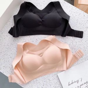 OK Bra M-XXL Plus Size Bra Women Ice Silk Correction Hunchback Gathered No Steel Ring Front Buckle Underwear