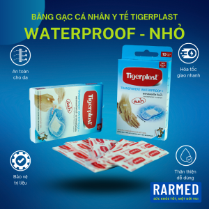 Băng gạc vết thương chống nước Tigerplast Waterproof siêu dính trong suốt - Nhiều cỡ tấm nhỏ