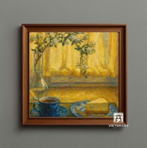 Tranh Nghệ thuật "Cà Phê Và Bánh Ngọt" VIETSMART ART - Acrylic 40 x 40cm