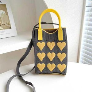 YAHOOSHOP 1pcs Knitted Mini Mobile Phone Bag Female Korean Version Sweet Love