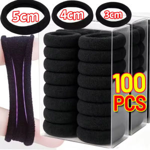 【100Pcs】4/5cm Black Hair Ropes/Girls Simple High Elastic Hair Ties/Daily Basic Hair Bands