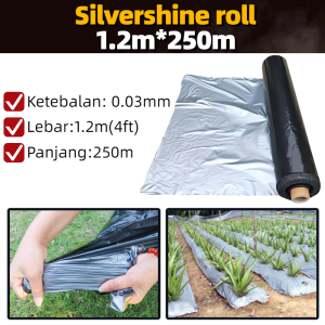 PlastikPenutup Tanah 0.030/0.45mm Silvershine Roll Irrigation Plastik Fertigasi silvershine  penutup tanah bumi 银黑地膜