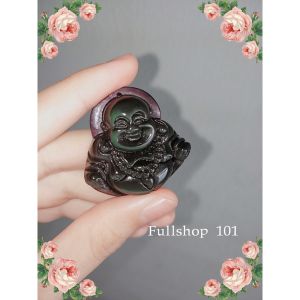 实货拍摄 天然彩耀石 Obsidian笑佛吊坠 能量非常强大