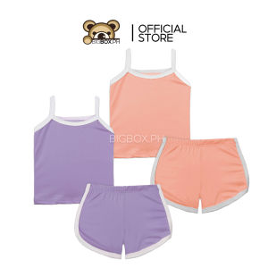 BigboxPH Kids Everyday Basic Pastel Spaghetti Top and Shorts Set Terno for Girls 1-7 Years Old