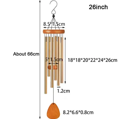 【COD&Fast Delivery】 26/32/37 Inch Metal Tubes Windchime Aluminum 6 Rods Aluminum Wind Chimes Large Wind Bell Outdoor