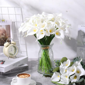 12PCS Artificial Calla Lily Flowers Real Touch Latex Fake Floral Bouquet For Wedding Home Vase Decor