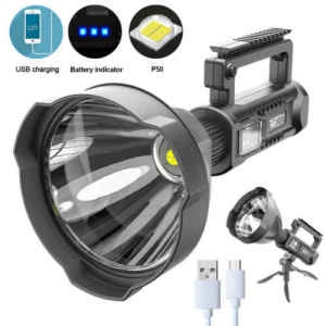 Senter LED Cas Jumbo Besar Super Terang 100 Watt Jarak Jauh Baterai Rechacherable USB Cahaya Senter Jarak Jauh Hingga 2Km Ori Waterproof Dan Tahan Lama Bisa Untuk Berburu Memancing Mendaki Camping