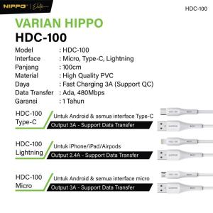 Hippo Kabel Data HDC-100 100cm 3A Usb Cable Fast Charging & Data Transfer QC 3.0 Support 480 Mbps