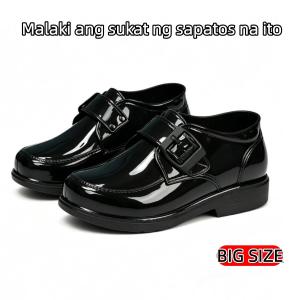 New Childrens Fashionable Korean Style Black Shoes Casual Rubber Comfortable Non-Slip Waterproof High-Quality for Students Outdoor Wear 095523