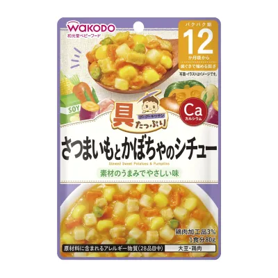 Wakodo Food Pouch - Stewed Sweet Potatoes & Pumpkins (12 Months)