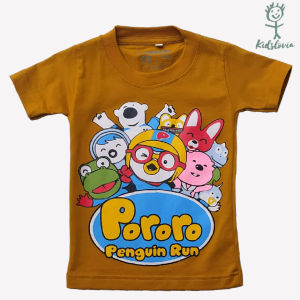 Kaos Anak Motif Pororo Bahan Katun untuk Anak Usia 1-6 Tahun dan Balita