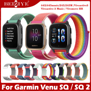 Dây đeo nylon cho đồng hồ thông minh Garmin Venu Sq Sq 2 Vòng đeo thể thao Venu SQ Music Strap cho Garmin Venu Sq / Venu SQ Music / 645/645music / 245 / 245M / Vivoactive3 / 3 Music / Vivomove HR Dây đeo thay thế vòng lặp nylon