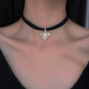 XINSU38 Girls Women Velvet Women Gifts Vintage Short Pendant Choker Chain Love Heart Heart Necklace