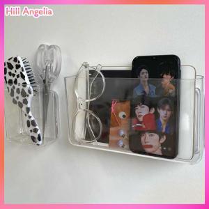[Hill Angelia] Transparent Wall Storage Box Wall-mounted No Punch Bedside Racks Home Key Cosmetic Hanging Wall Mounted Organizer Storage Box