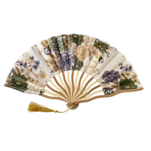 MUKANG Chinese Style Silk Folding Fan Classical Flower Handheld Fan Ancient Elegant Tassel Folding Fan Home Decoration
