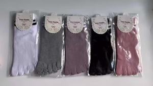 1/5 Pairs Five Finger Socks Women Girl Striped Cotton Solid Sweat-Absorbing Soft Endurable Toe Short Socks Student 4 Seasons2026