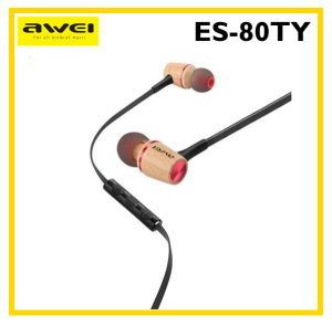 AWEI ES-80TY Wooden Dynamics Dynamic In Ear Earphones with Microphone