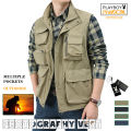 PLAYBOY Men's Unloading Vest Tactical Webbed Gear Coat Summer Photographer Waistcoat Tool Many Pocket Mesh Work Sleeveless Jacket Male. 