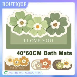 QUIVLOX Flower Bathroom Floor Mat Water Absorbent Quick Dry Rugs Diatomite Non Slip Entrance Doormat 40*60CM