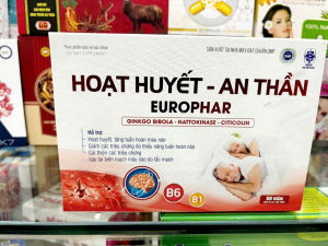 Combo 2 hộp Hoạt Huyết An Thần Europhar – Hỗ Trợ Tuần Hoàn Máu Não Cải Thiện Giấc Ngủ Giảm Hoa Mắt Chóng Mặt  Giảm Rối Loan Tiền Đình – Hộp 60 Viên