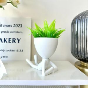 Creative Fake Plants Artificial Succulents Plants in Plastic Human Shaped Pots Cute for Desk Decor