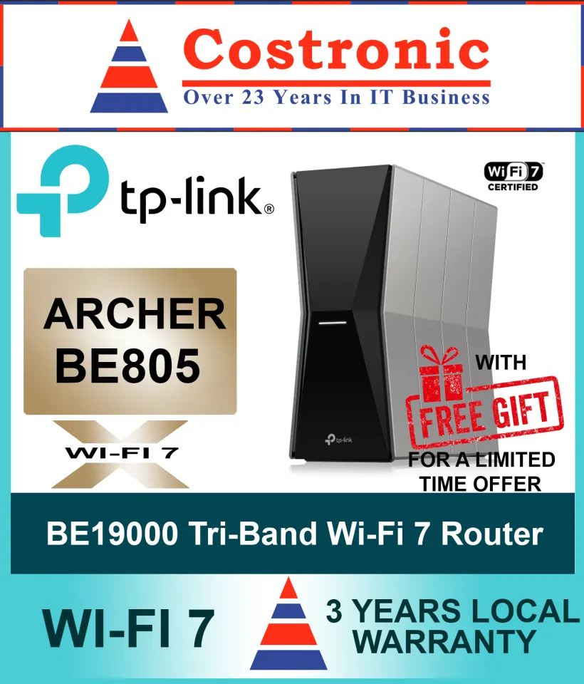 TP-Link Archer BE805 Tri-Band Wi-Fi 7 Gigabit Router with 19 Gbps