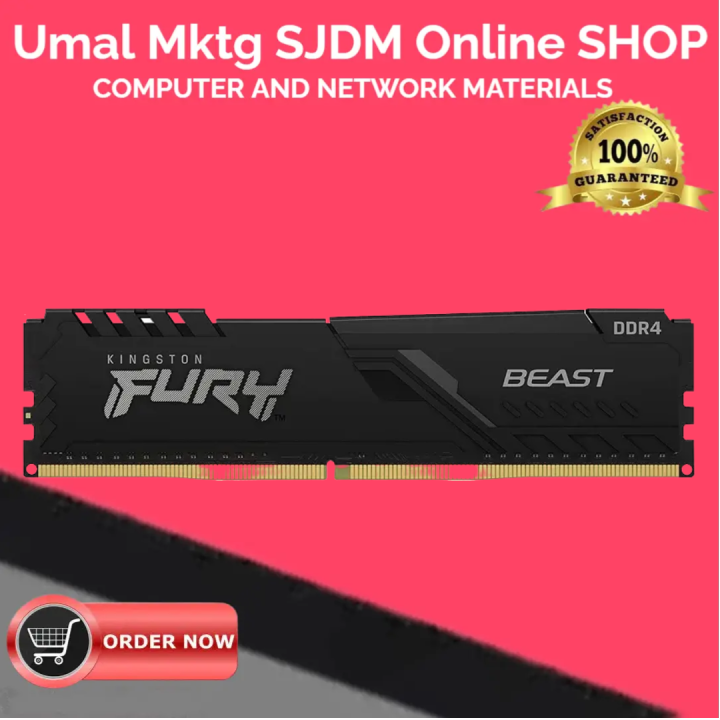 KINGSTON FURY Beast 16GB 3200MHz DDR4 CL16 Desktop Memory Single Stick,  Black (KF432C16BB/16) Lazada PH