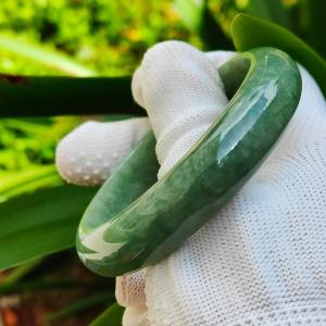 Wood 🌱 + Water 💧 Jadeite Bangle | Career Harmony Catalyst (Sku: bangle35)