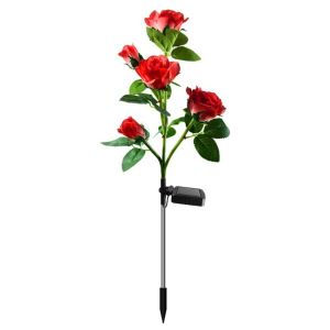 ROBERTA Realistic Solar Artificial Flower Light Solar Powered 5 Heads Waterproof Landscape Lamp Weatherproof White Light Outdoor Solar Garden Light Patio Decor