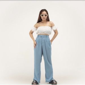 Celana Highwaist Kulot Crinkle Wanita