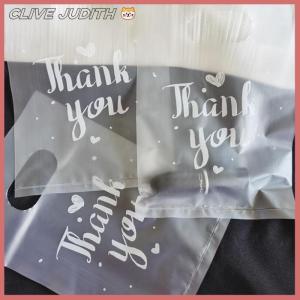 CISWGE 100Pcs Mini Thank you Plastic Gift Bags Wedding Candy Bags Shopping Carrier Bags