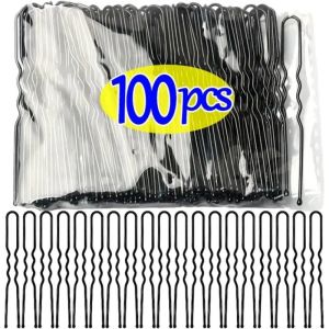 100Pcs Waved Black Hair Clips Invisible U-Shaped Bobby Pins Women Hairpin Hairstyle Styling Hair Grips Barrette Hair Accessories