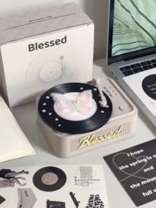 【Ship in 24H】Cute Bluetooth speaker 【店铺热销】一点拾光小幸运黑胶复古蓝牙小音箱高颜值生日礼物蓝牙音响ins风