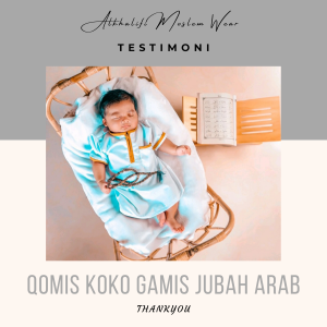 Alkhalifi Moslem Wear - Gamis Jubah Arab Anak Bayi Balita Koko Gamis Pesantren Pengajian Lebaran Aqiqah Series Lengan Pendek AN NABAWI Warna Putih List Gold