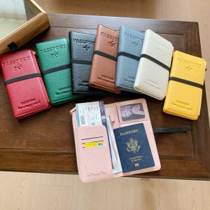 HEFEI PU Leather Anti-theft Passport Holder Letter Zipper Passport Clip Portable Airplane Check-in Certificate Storage Bag Women