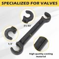 8-Inch Double Ended Valve Wheel Wrench,Durable Cast Steel Hand Tool for Smooth Valve Opening & Closing,Protects Handwheels from Damage - Ideal for Fire Riser Drains (1/2" and 21/32"). 