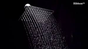 Hibbent All Metal Shower Head High Pressure 10x6 Inch Rain Shower Head Bathroom Stainless Steel Showerhead with Ultra-thin Design Adjustable Angles Anti-Clogging Silicone Nozzles Matte Black