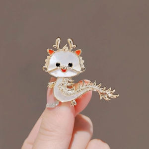 Salime Cartoon Imitation Dragon Brooch For Women Chinese Zodiac Dragon Pins Cute Animal Badge Birthday Jewelry Gift