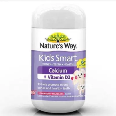 Natures Way เคลเซี่ยม Kids Smart Calcium + Vitamin D 50 Chewable Capsules