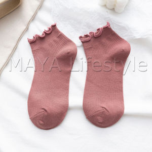 MAYA ถุงเท้าข้อจีบ สีพาสเทล  สไตล์ญี่ปุ่น  สำหรับผู้หญิง Women socks