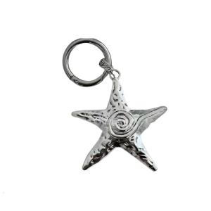 Fashionable Starfish Charm Keychain Retro Y2K Theme Metallic Accessory For Women Handbags Keys Gift For Her