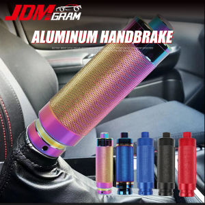 JDMGRAM With Button Car Handbrake Universal Aluminum Frosted Feel Hand Brake Lever Parking Protection Cover Grip Stop Auto Accessories