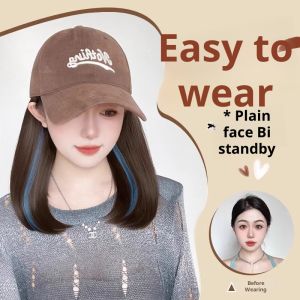 guibai Hat and wig integrated artificial hair broken bone hair highlighted wig set